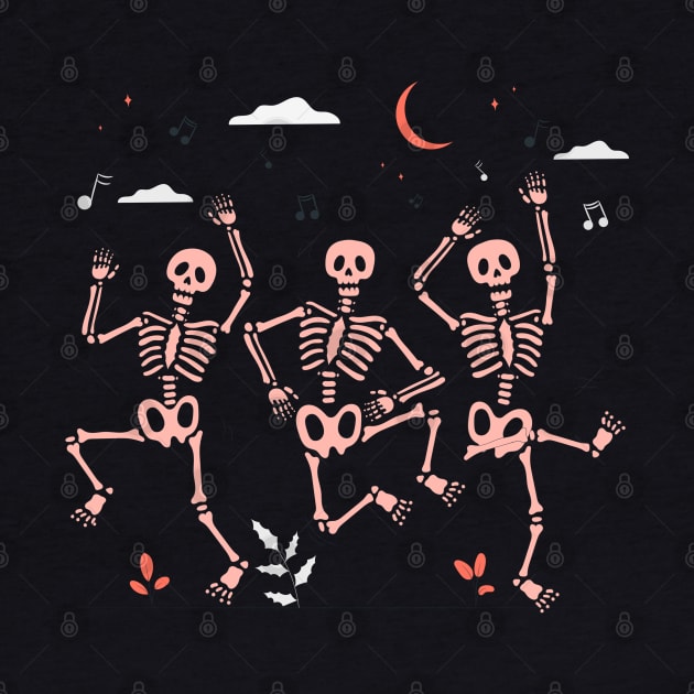 Skeleton Dancing Halloween by UniqueBoutiqueTheArt